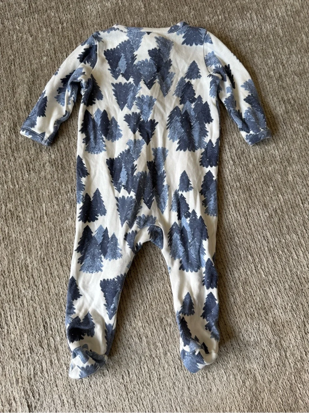 Nordstrom Baby 3M Blue Pine Tree Footed Zip Sleeper Pajamas